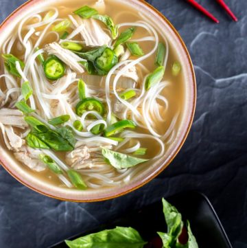 Overhead view of Slow Cooker Chicken Pho Soup
