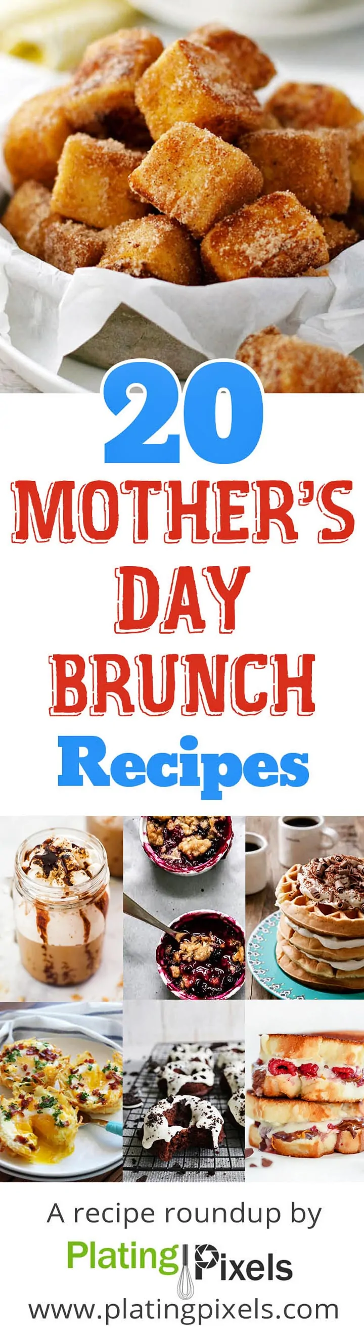 20 Mother's Day Brunch Recipes roundup image collage with text