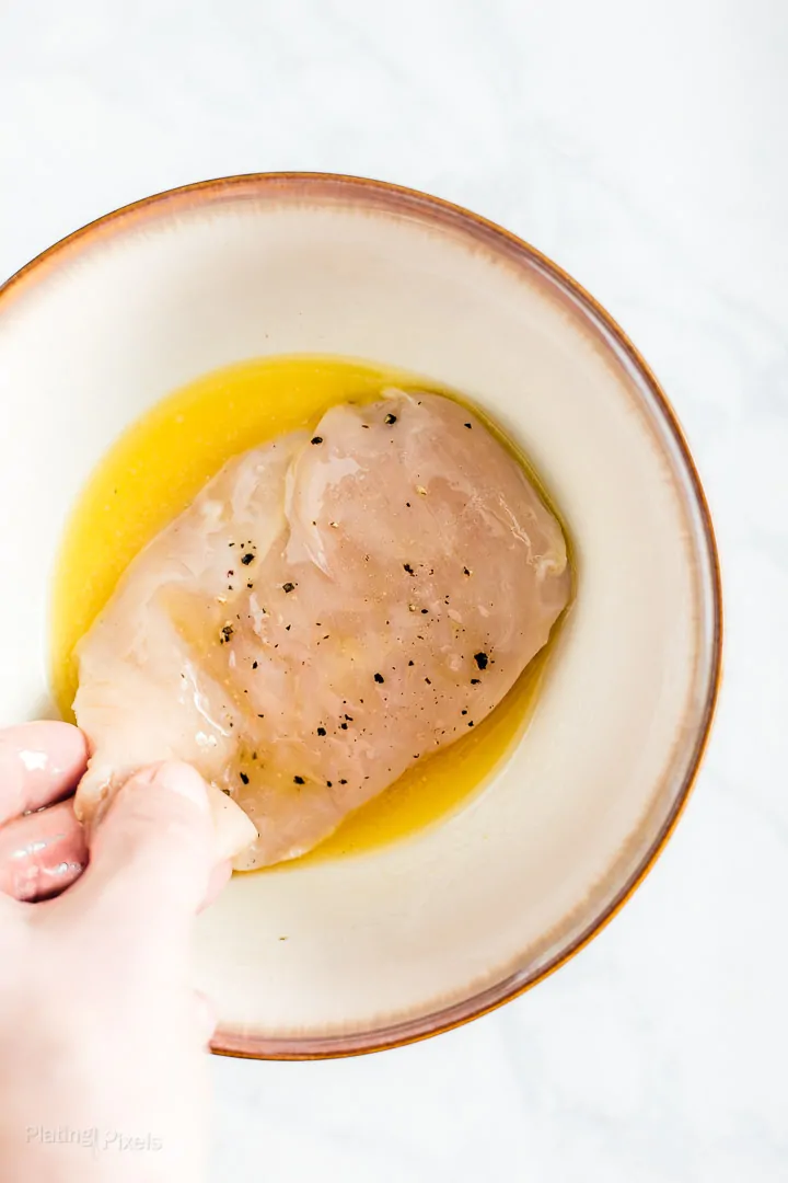 Process shot if dipping a chicken breast in butter to coat before adding keto bread crumbs