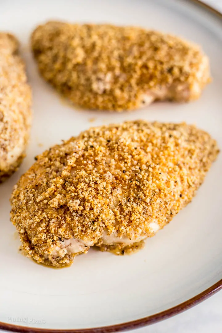 Close up of just baked Keto Breaded Chicken Breast
