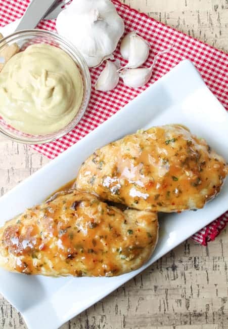 Two baked Garlic Maple Dijon Chickens on a plate