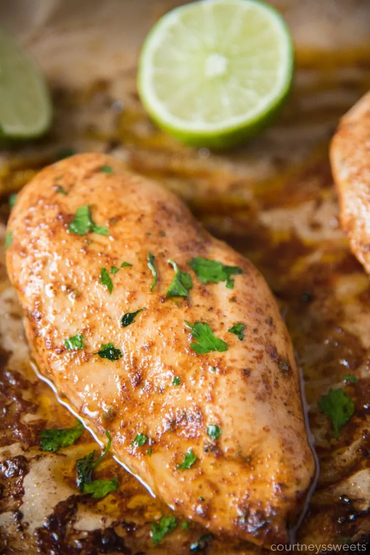 Chili Lime Chicken on a baking sheet