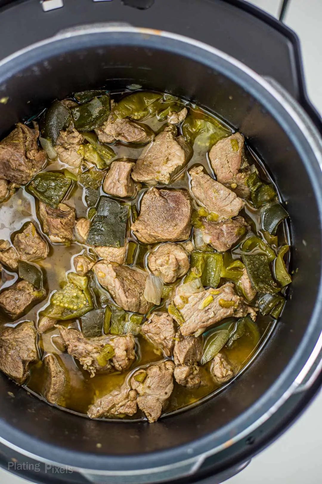 Pressure Cooker Chile Verde Pork in a pressure cooker