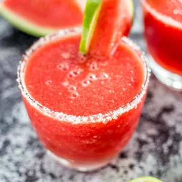 Close up shot of a Frozen Watermelon Margarita