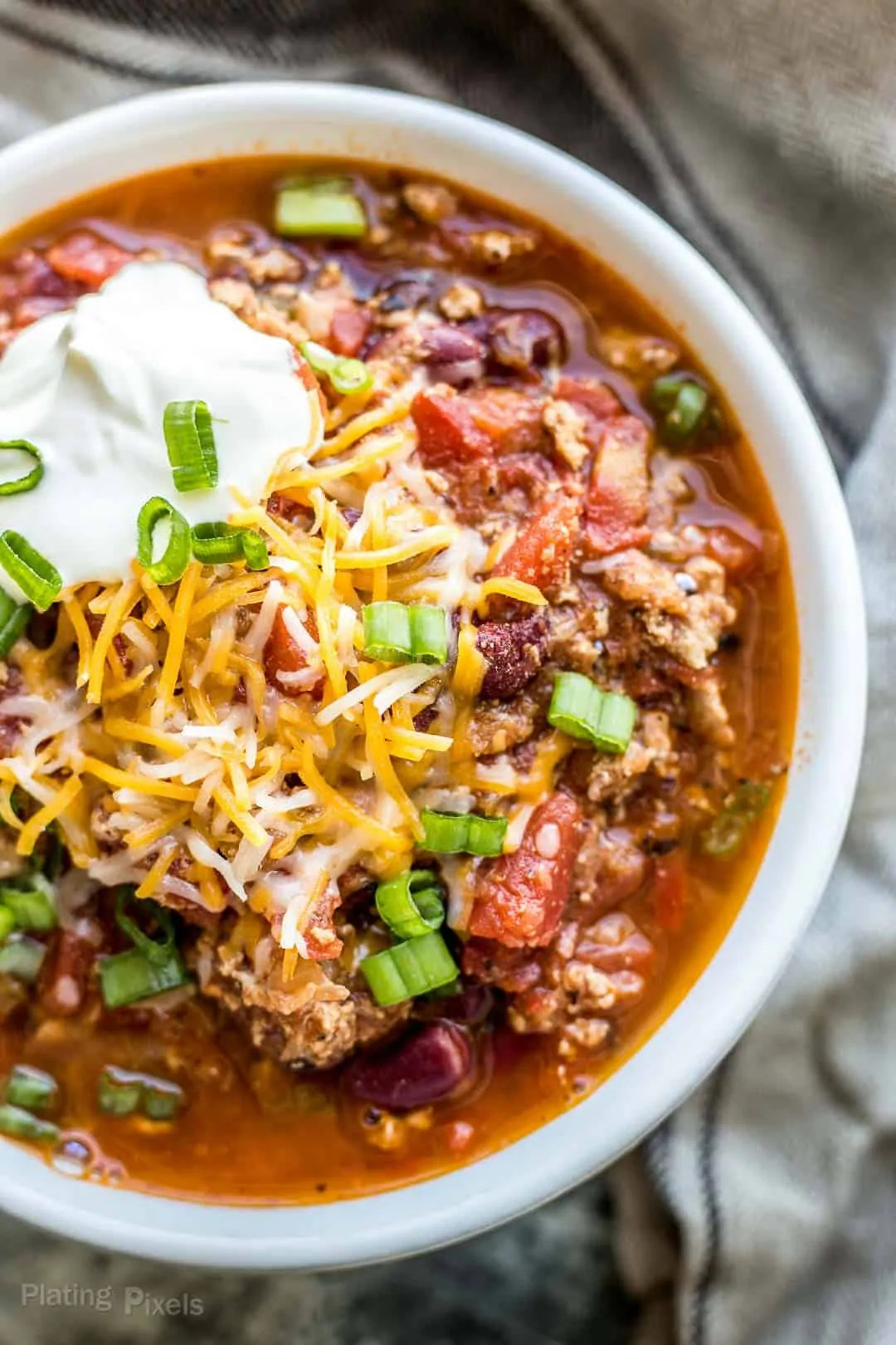 Close up shot of Turkey Chili ready to eat