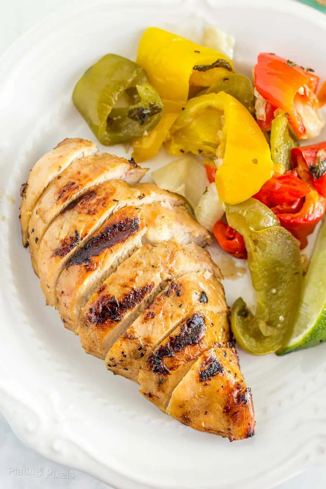 Close up of Grilled Chicken Fajitas served on a plate