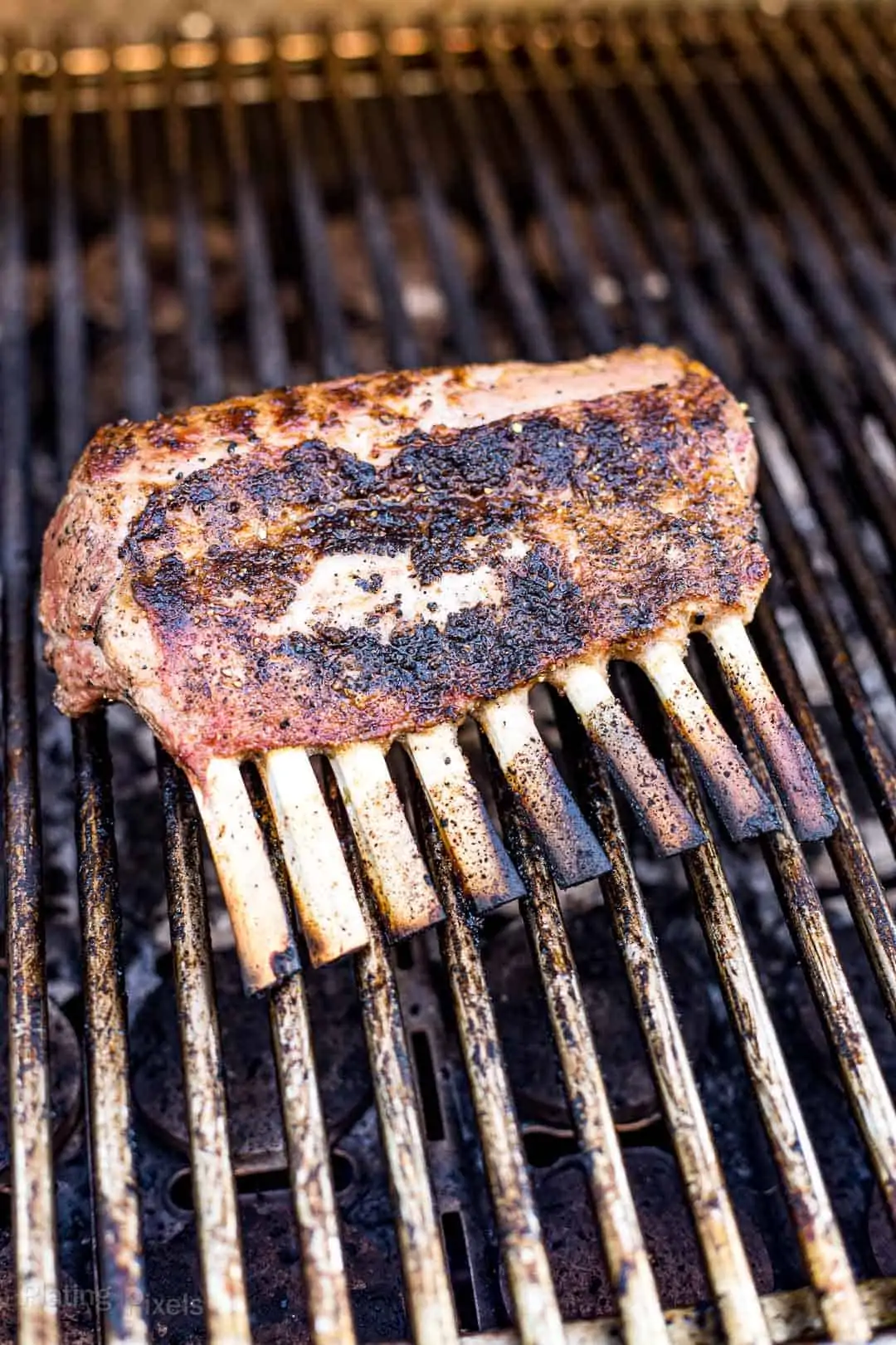 Rack of lamb on a gas grill