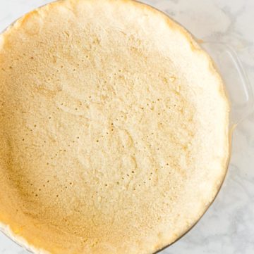 Just baked Keto Pie Crust in a pie pan