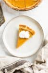 Slice of Keto Pumpkin Pie on a plate