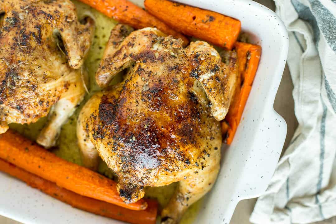 Cornish Hens and baked carrots