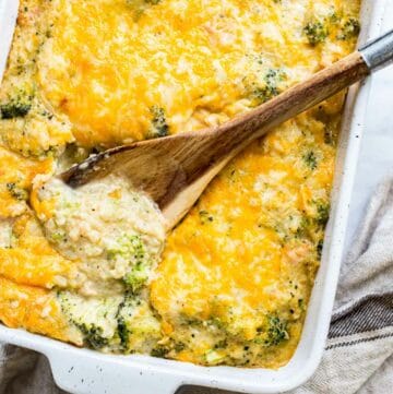 Keto Chicken Broccoli in a casserole dish