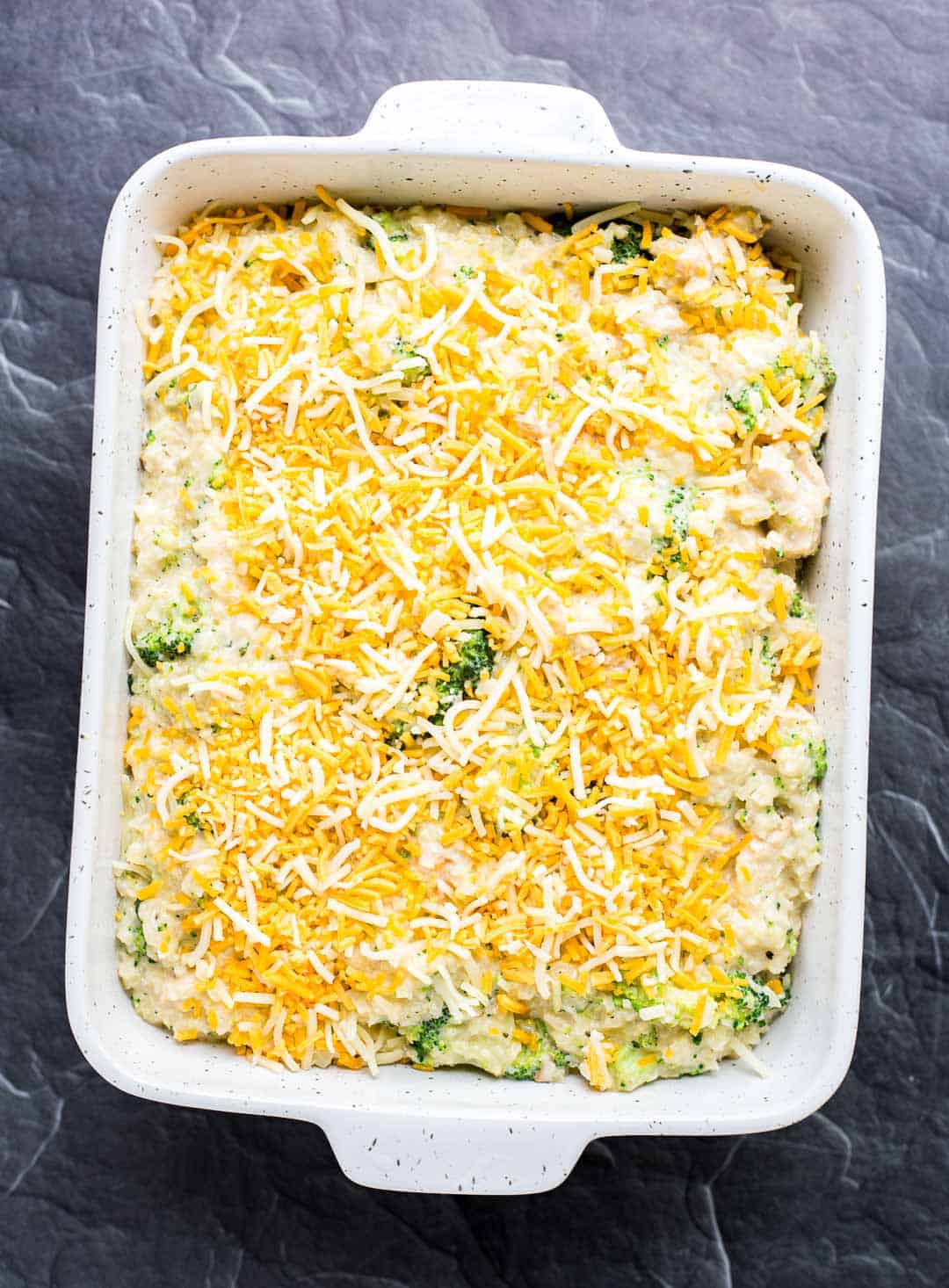 Keto Chicken Broccoli Casserole just before baking